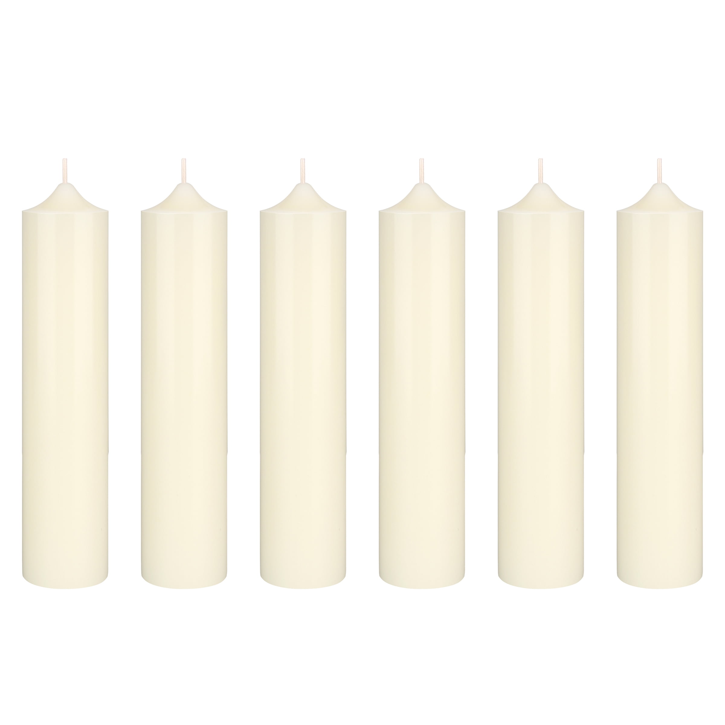 Mega Candles 6 pcs Unscented Ivory Dome Top Round Pillar Candle, Hand Poured Premium Wax Candles 2 Inch x 9 Inch, Home Décor, Wedding Receptions, Baby Showers, Birthdays, Celebrations, Party & More