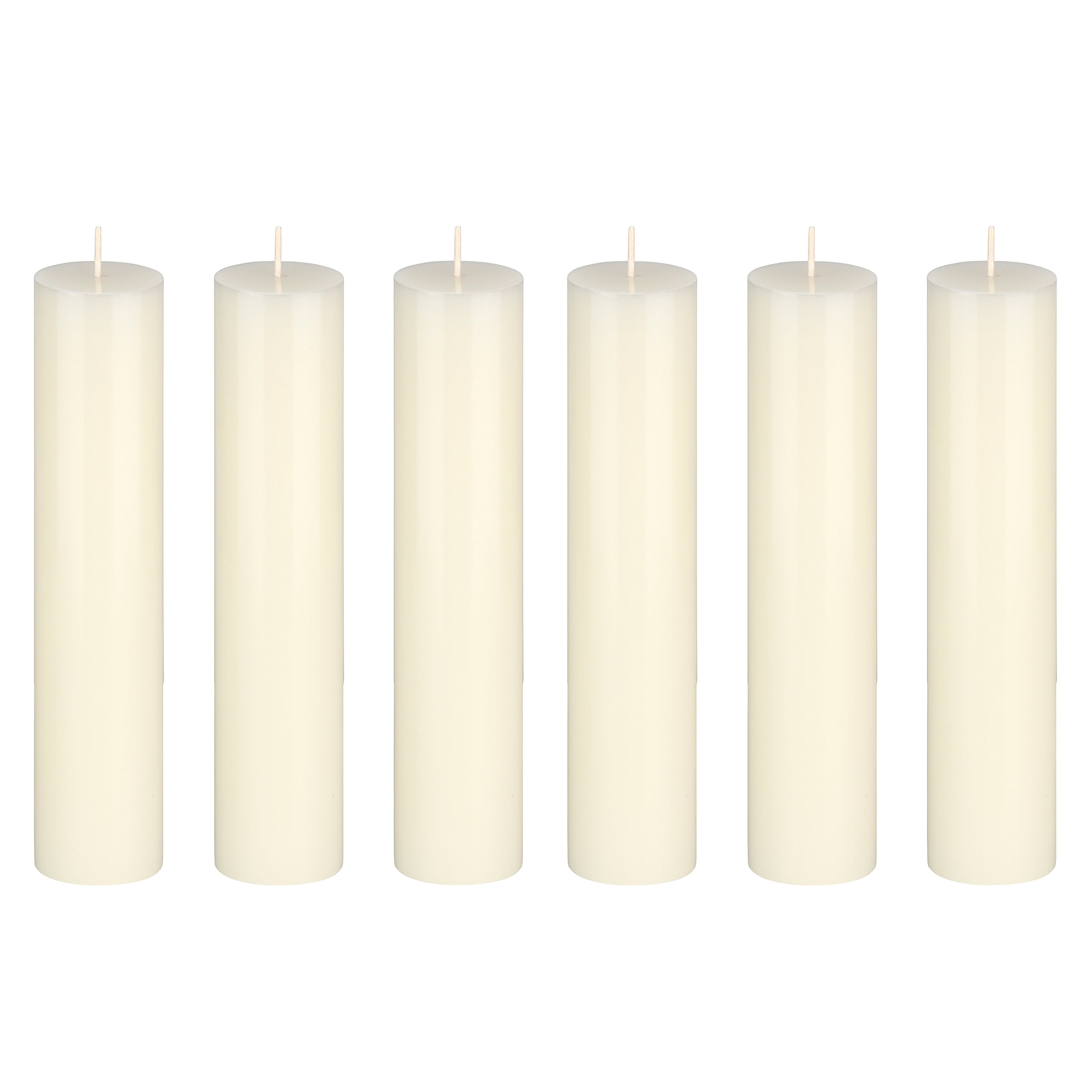 Mega Candles 6 pcs Unscented Ivory Round Pillar Candle, Hand Poured Premium Wax Candles 2 Inch x 9 Inch, Home Décor, Wedding Receptions, Baby Showers, Birthdays, Celebrations, Party Favors & More