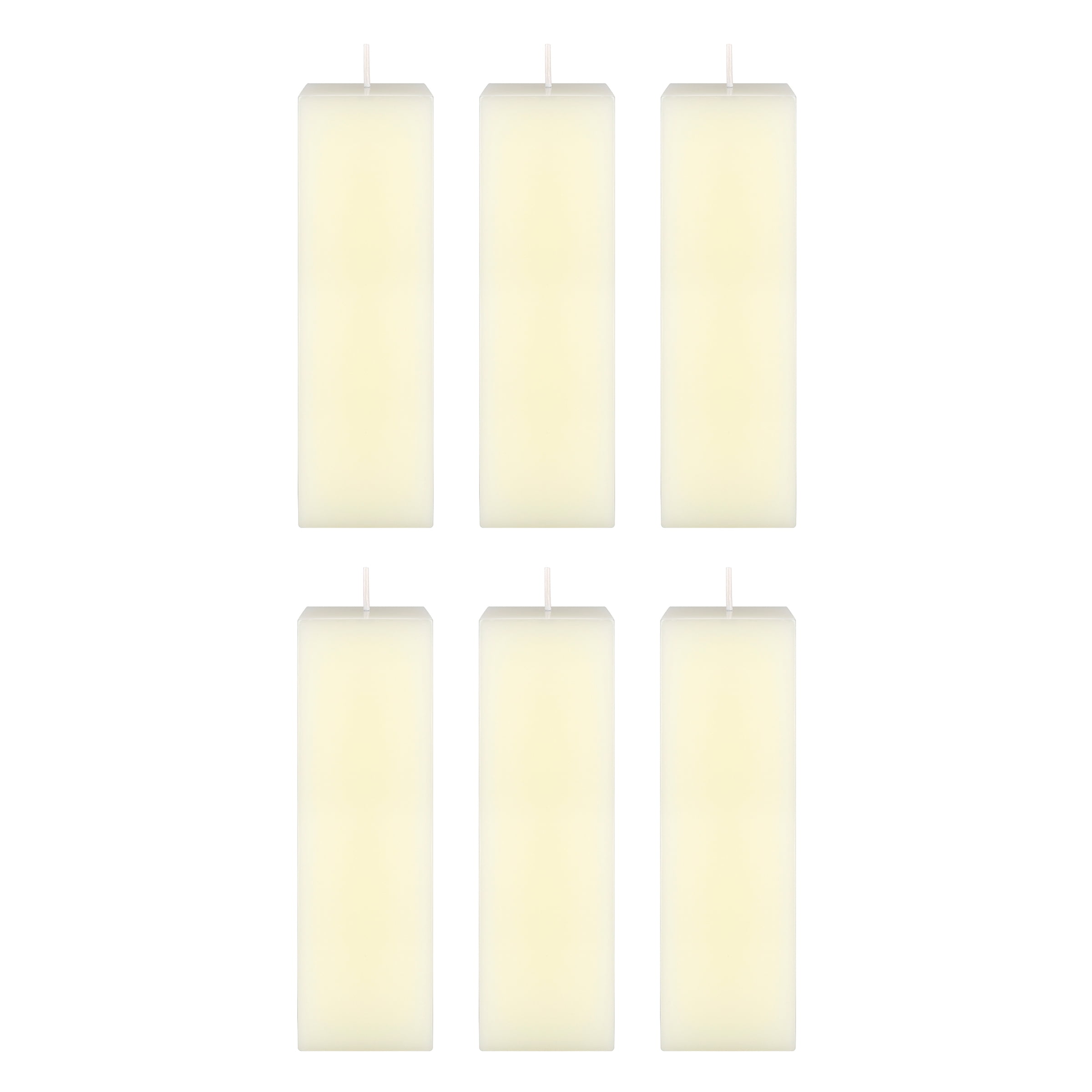 Mega Candles 6 pcs Unscented Ivory Square Pillar Candle, Hand Poured Premium Wax Candles 2 Inch x 6 Inch, Home Décor, Wedding Receptions, Baby Showers, Birthdays, Celebrations, Party Favors & More