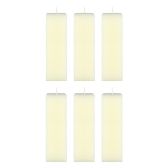 Mega Candles 6 pcs Unscented Ivory Square Pillar Candle, Hand Poured Premium Wax Candles 2 Inch x 6 Inch, Home Décor, Wedding Receptions, Baby Showers, Birthdays, Celebrations, Party Favors & More