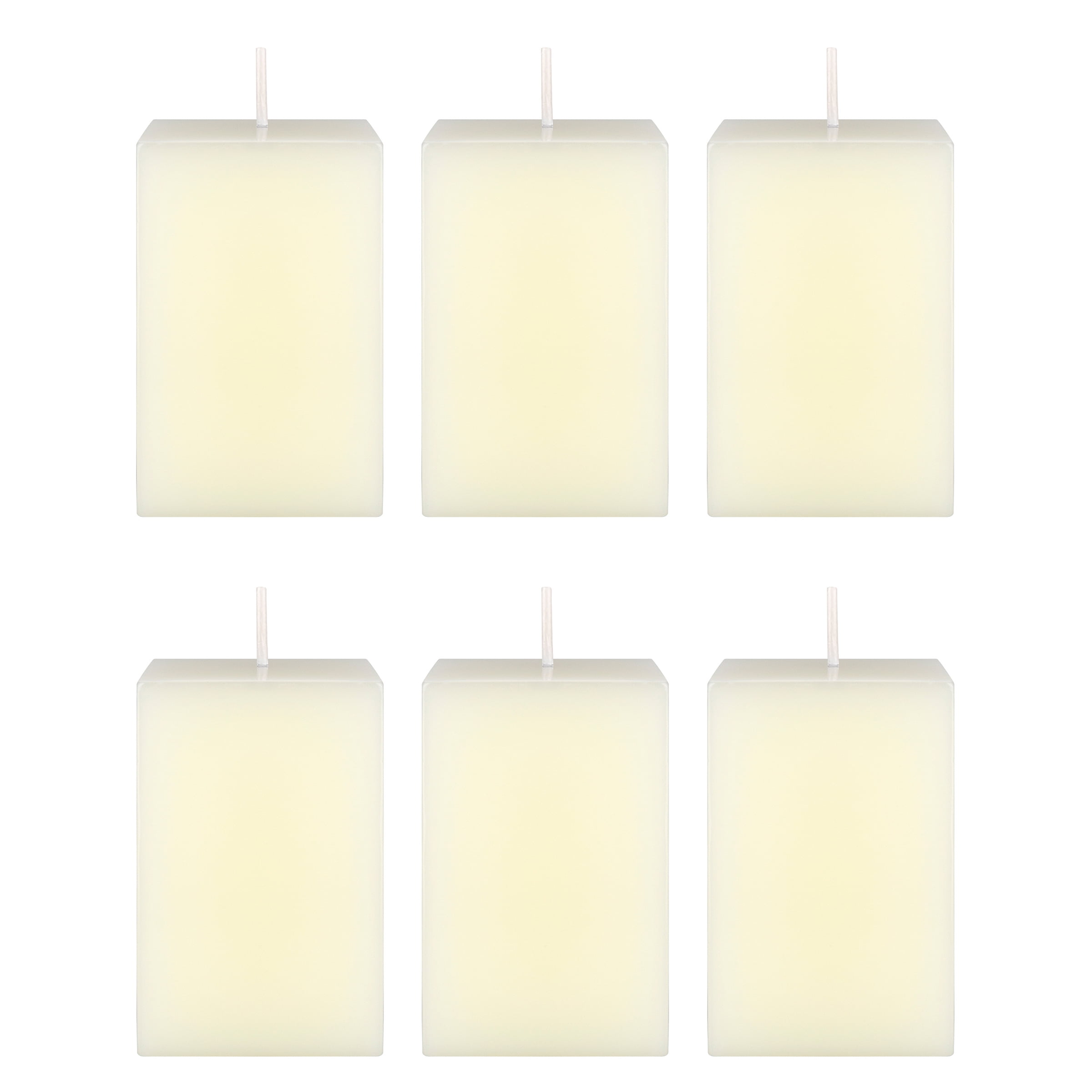 Mega Candles 6 pcs Unscented Ivory Square Pillar Candle, Hand Poured Premium Wax Candles 2 Inch x 3 Inch, Home Décor, Wedding Receptions, Baby Showers, Birthdays, Celebrations, Party Favors & More