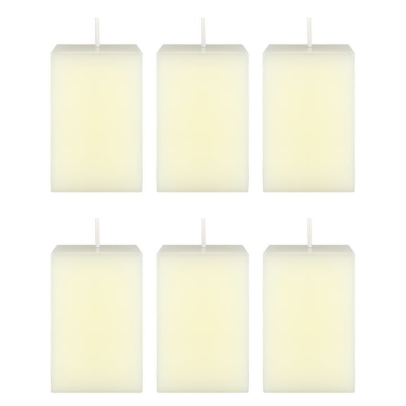 Mega Candles 6 pcs Unscented Ivory Square Pillar Candle, Hand Poured Premium Wax Candles 2 Inch x 3 Inch, Home Décor, Wedding Receptions, Baby Showers, Birthdays, Celebrations, Party Favors & More