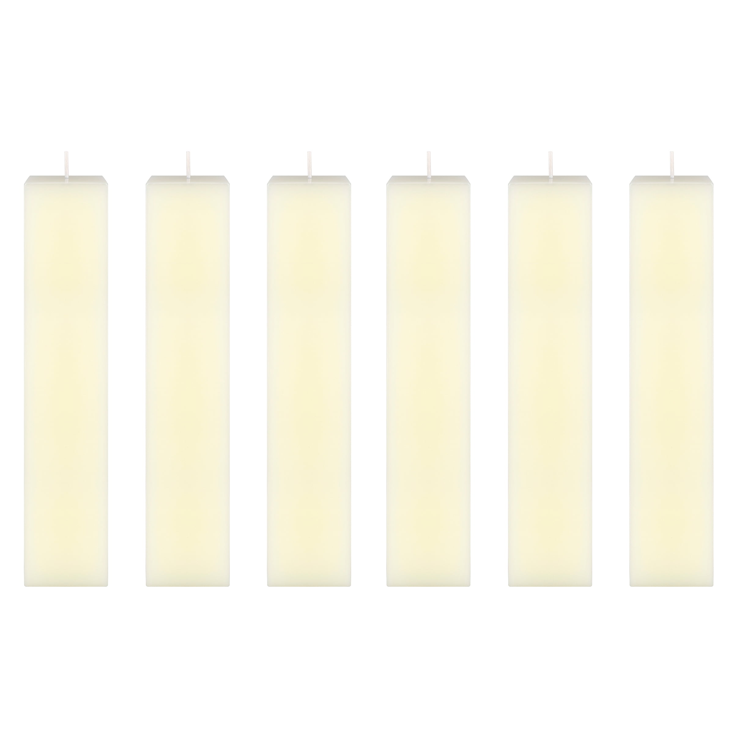 Mega Candles 6 pcs Unscented Ivory Square Pillar Candle, Hand Poured Premium Wax Candles 2 Inch x 9 Inch, Home Décor, Wedding Receptions, Baby Showers, Birthdays, Celebrations, Party Favors & More