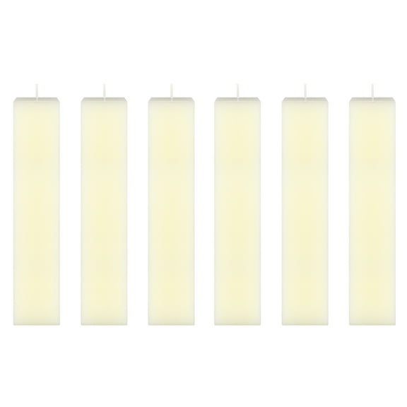 Mega Candles 6 pcs Unscented Ivory Square Pillar Candle, Hand Poured Premium Wax Candles 2 Inch x 9 Inch, Home Décor, Wedding Receptions, Baby Showers, Birthdays, Celebrations, Party Favors & More