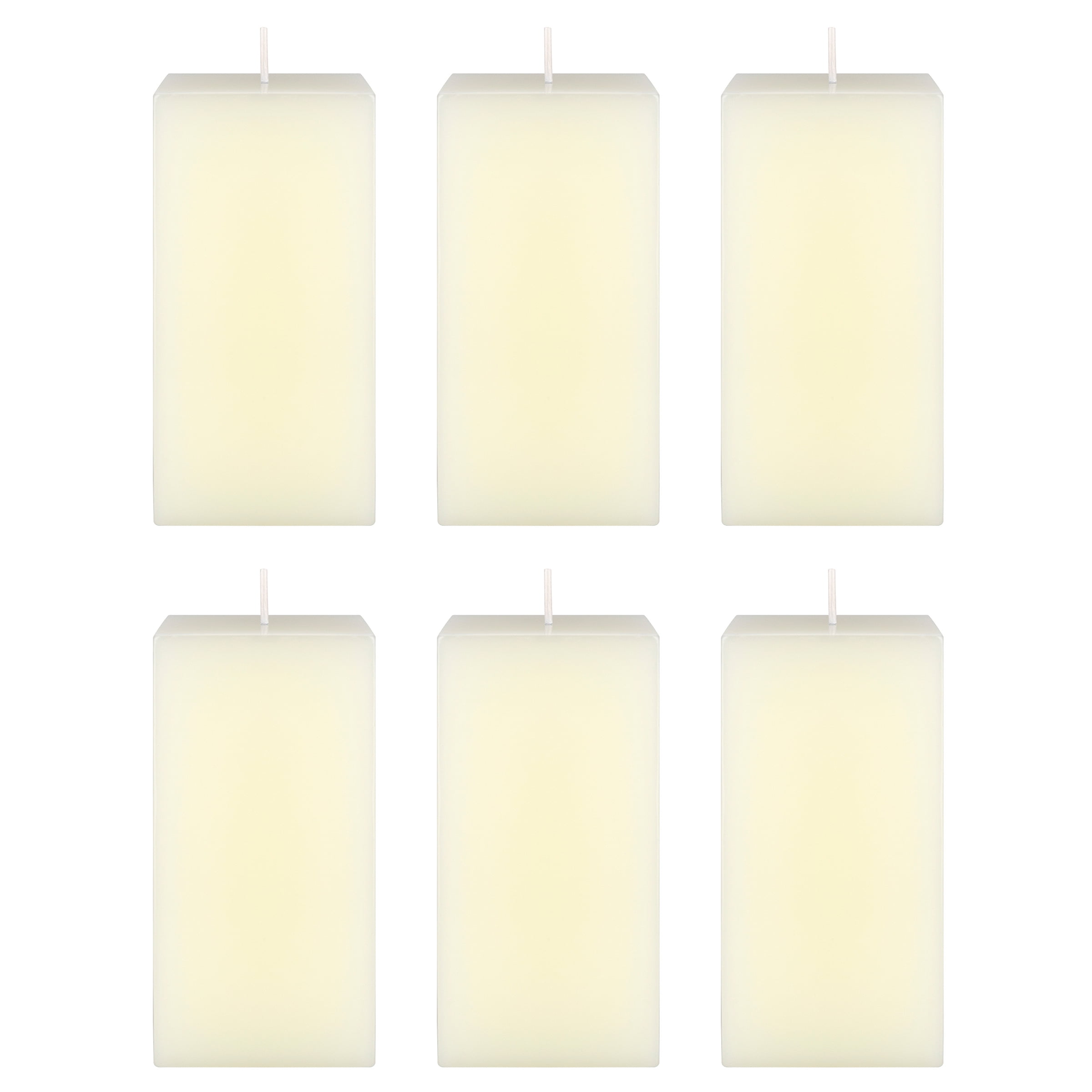 Mega Candles 6 pcs Unscented Ivory Square Pillar Candle, Hand Poured Premium Wax Candles 3 Inch x 6 Inch, Home Décor, Wedding Receptions, Baby Showers, Birthdays, Celebrations, Party Favors & More