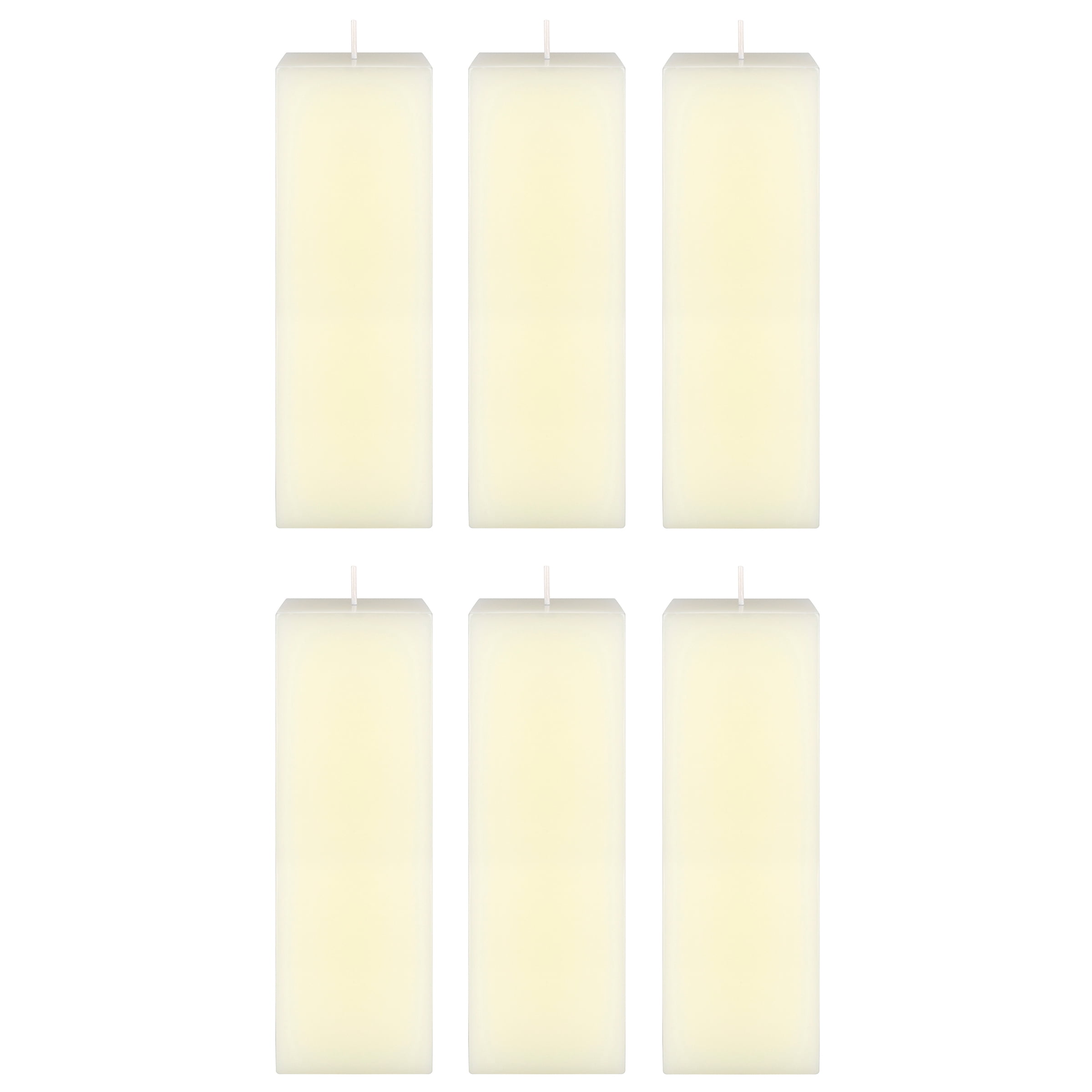 Mega Candles 6 pcs Unscented Ivory Square Pillar Candle, Hand Poured Premium Wax Candles 3 Inch x 9 Inch, Home Décor, Wedding Receptions, Baby Showers, Birthdays, Celebrations, Party Favors & More