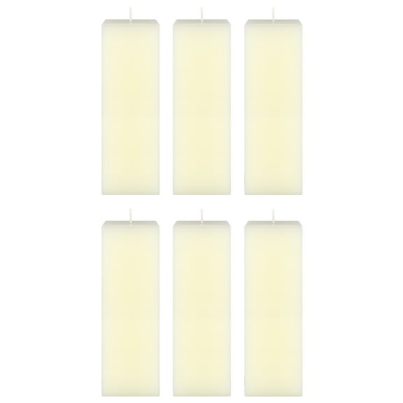 Mega Candles 6 pcs Unscented Ivory Square Pillar Candle, Hand Poured Premium Wax Candles 3 Inch x 9 Inch, Home Décor, Wedding Receptions, Baby Showers, Birthdays, Celebrations, Party Favors & More
