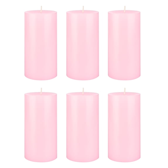 Mega Candles 6 pcs Unscented Pink Round Pillar Candle, Hand Poured Premium Wax Candles 3 Inch x 6 Inch, Home Décor, Wedding Receptions, Baby Showers, Birthdays, Celebrations, Party Favors & More