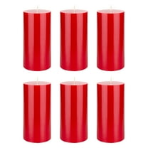 Mega Candles 6 pcs Unscented Red Round Pillar Candle, Hand Poured Premium Wax Candles 3 Inch x 6 Inch, Home Décor, Wedding Receptions, Baby Showers, Birthdays, Celebrations, Party Favors & More