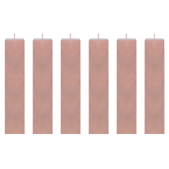 Mega Candles 6 pcs Unscented Rose Gold Square Pillar Candle, Hand Poured Premium Wax Candles 2 Inch x 9 Inch, Home Décor, Wedding Receptions, Baby Showers, Birthdays, Celebrations, Party Favors & More