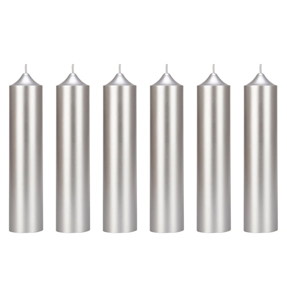 Mega Candles 6 pcs Unscented Silver Dome Top Round Pillar Candle, Hand Poured Premium Wax Candles 2 Inch x 9 Inch, Home Décor, Wedding Receptions, Baby Showers, Birthdays, Celebrations, Party & More