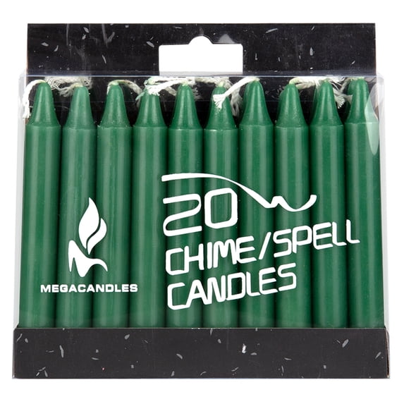 Mega Candles Mini Taper Candles 20 pcs Unscented Paraffin Wax 4" Tall Green 20 Count Pack