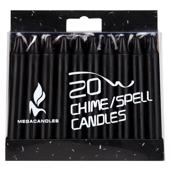Mega Candles Paraffin Wax Taper Candles, Unscented, Black, 20 Count