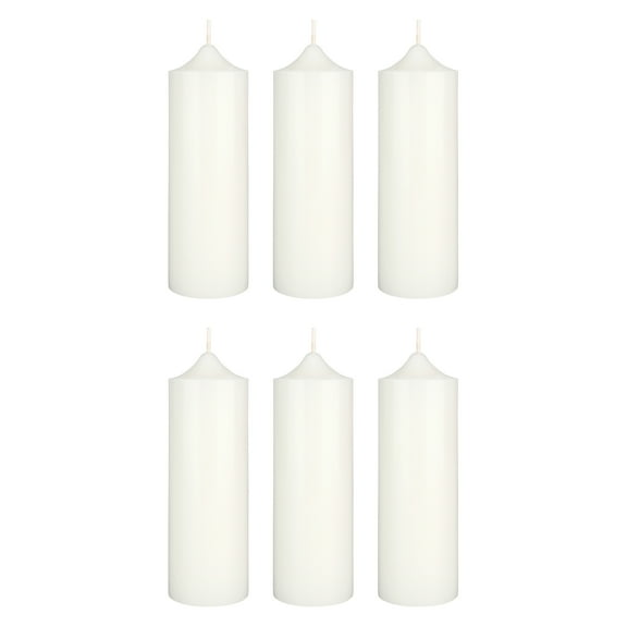 Mega Candles Unscented 2-Wick 2" x 6" Round Pillar Candle, White, 6 Pieces