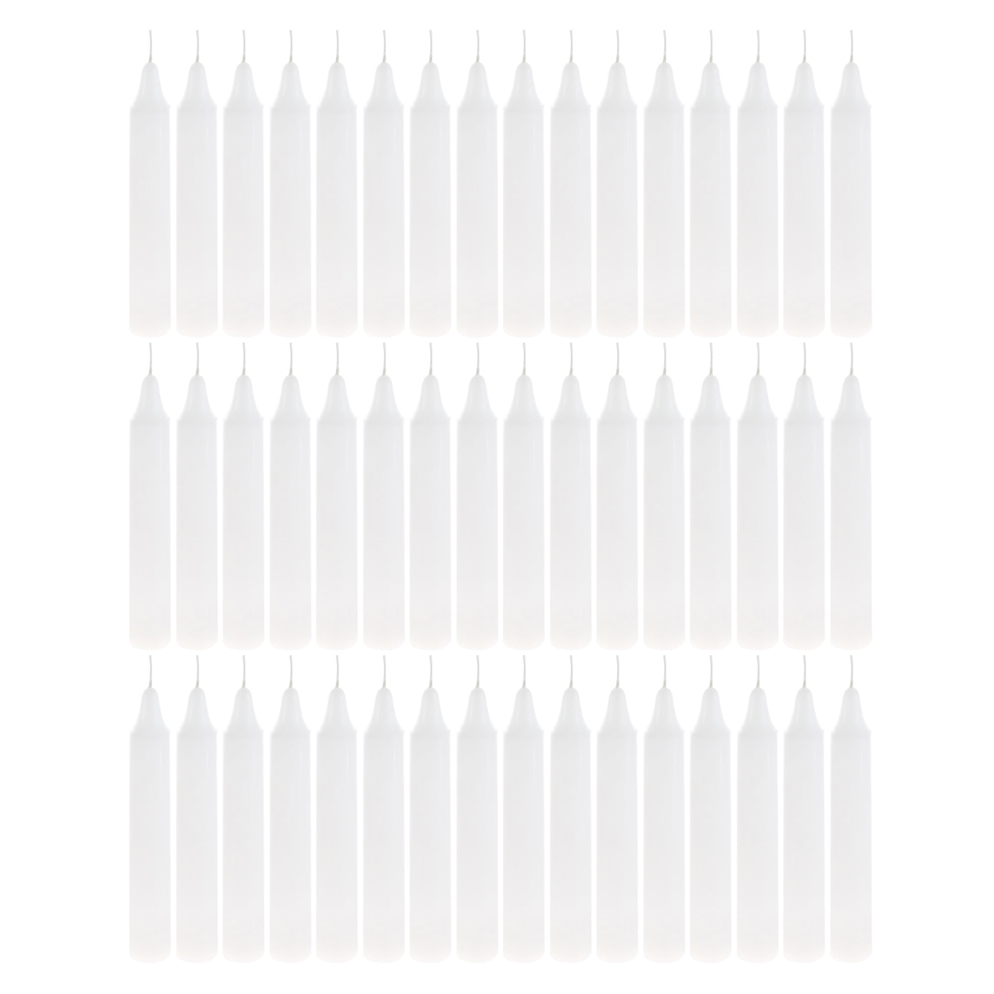 Mega Candles Unscented 5" x 3 / 4" Taper Candle, White, 48 Count