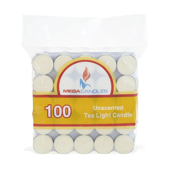 Mega Candles - Unscented Tea Light Candles - Ivory, Set of 100