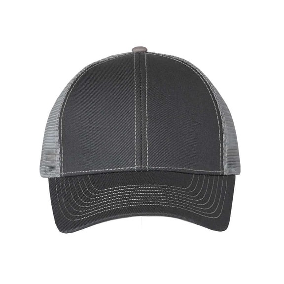 Mega Cap - Twill-Front Trucker Cap - 7641 - Dark Grey/ Grey - Size: Adjustable