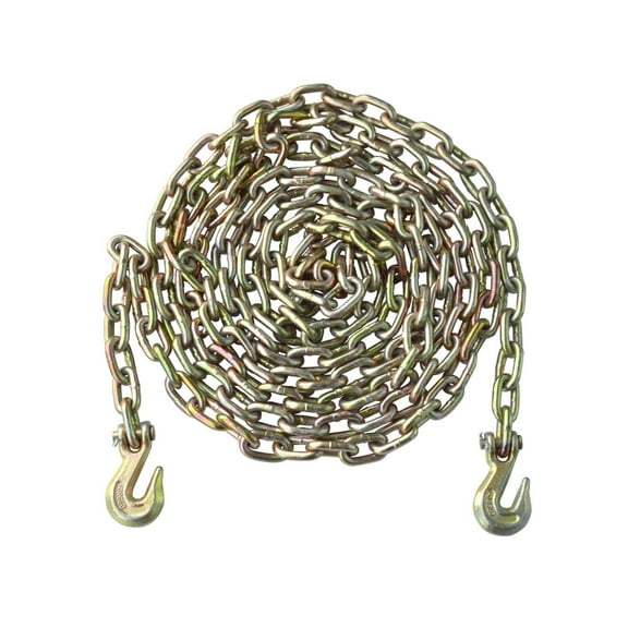 Mega Cargo Control 1 Pack G70 3/8" x 20' Tow Chain Transportation Binder Chain with Grab Hook for Flatbed Truck Trailer Farm Tie Down 6600 lbs WLL