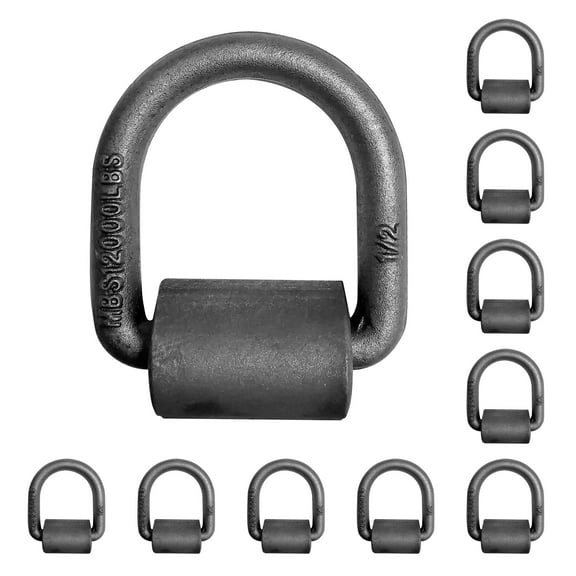 Mega Cargo Control 10 Pack Heavy Duty 1/2" Weld-On D Ring for Flatbed Truck Trailer Tie Down WLL: 4000 lbs