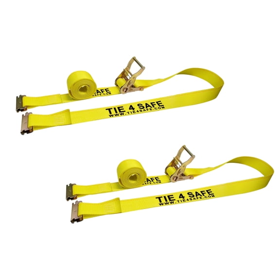Mega Cargo Control 10-Pack 2" x 12' E-Track Ratchet Straps, 1466 lbs Wll, Motorcycle & Pickup Truck Tie Downs, Yellow
