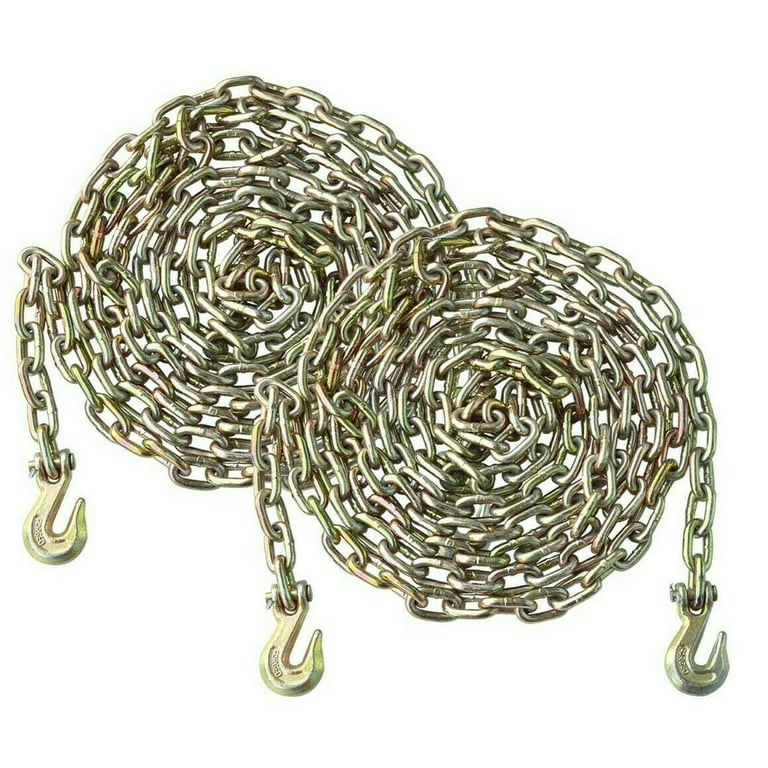 G70 Binder Chain 3/8 x 20 FT with Heavy Duty Grab Hooks Transport Tow