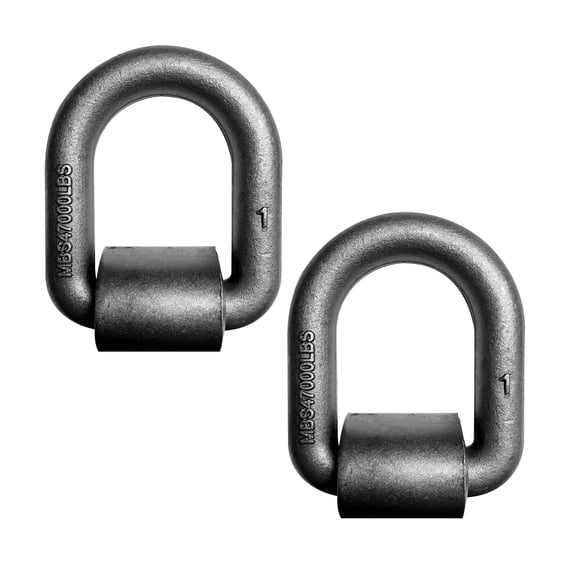 Mega Cargo Control 2 Pack Heavy Duty 1" Long Type Weld-On D Ring for Flatbed Truck Trailer Tie Down WLL: 15000 lbs
