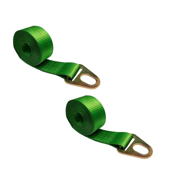 Mega Cargo Control 2 in x 10 ft Chevron Wheel Lift Key Hole Lasso Strap & Recovery, Auto Tie Down for Trailer, Tow Truck, & Hauling (Green, 2 - Pack)