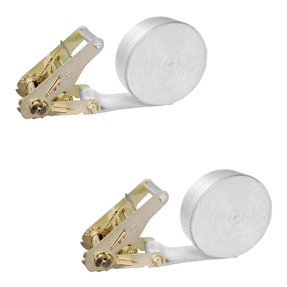 Mega Cargo Control 2-pack Ratchet Straps 2" x 20' Endless Lashing Straps, 3,333 lbs Wll, White
