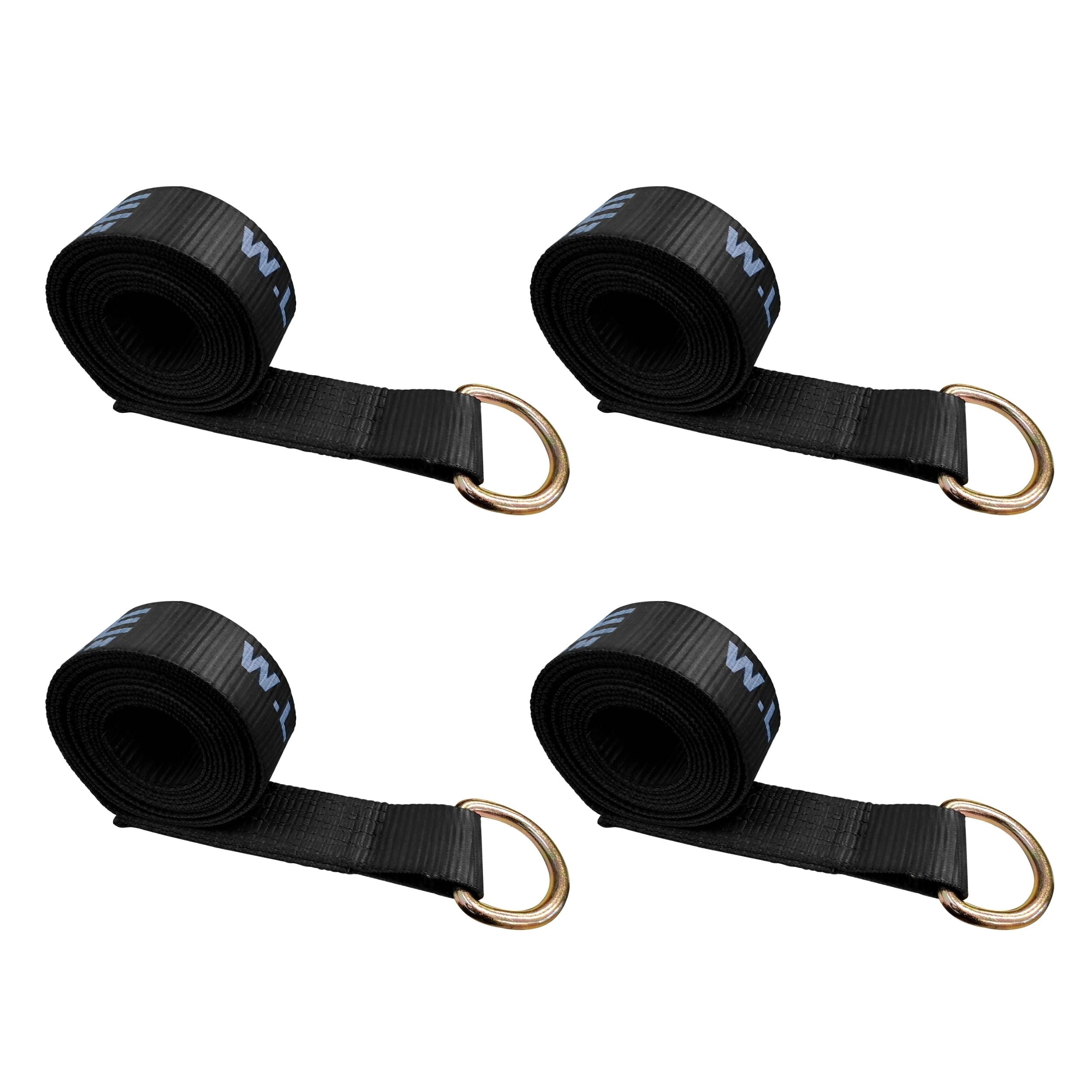 Mega Cargo Control 2" x 10' D Ring Lasso Straps - Heavy Duty Wheel Lift Towing Straps for Auto Hauling, Car Carriers, Flatbeds, Wrecker (Black, 4 Pack)