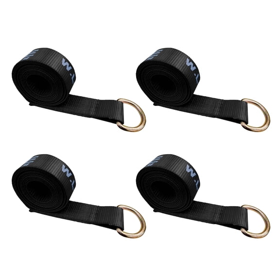 Mega Cargo Control 2" x 10' D Ring Lasso Straps - Heavy Duty Wheel Lift Towing Straps for Auto Hauling, Car Carriers, Flatbeds, Wrecker (Black, 4 Pack)