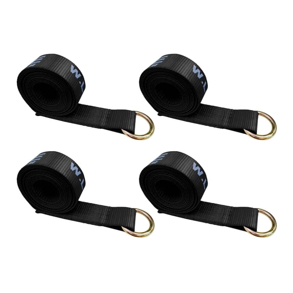 Mega Cargo Control 2" x 10' O Ring Lasso Straps - Heavy Duty Wheel Lift Towing Straps for Auto Hauling, Car Carriers, Flatbeds, Wrecker (Black, 4 Pack)
