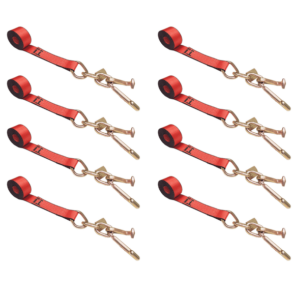 Mega Cargo Control 2" x 10' TJ Cluster Hook Car Strap for Wrecker Tow Truck Auto Hauling 8 Pack 3,333 LBS WLL