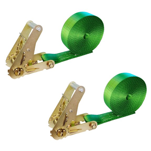 Mega Cargo Control 2" x 20' Utility Heavy Duty Motorcycle Endless Ratchet Tie Down Strap, Green, 2 pack