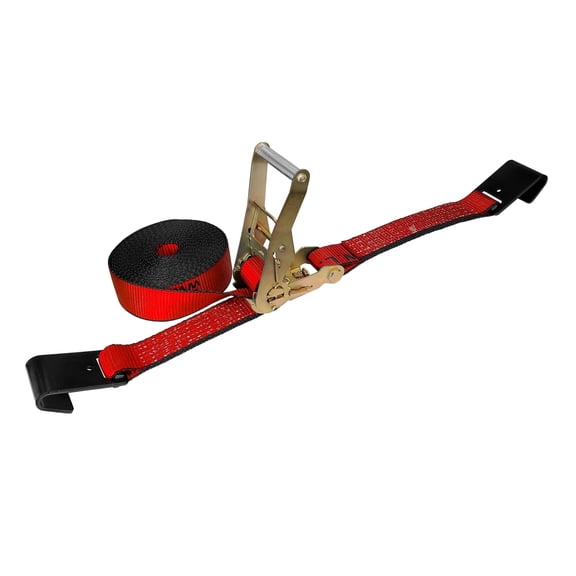 Mega Cargo Control USA 1 pack Heavy Duty 2" x 50' Ratchet Strap Flat Hook Flatbed Truck Farm Tie Down, 3333 lbs Wll, Red