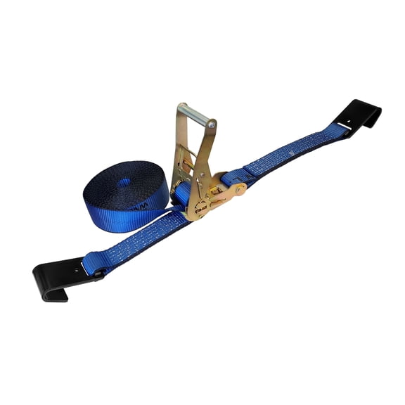 Mega Cargo Control 2"x 60' Ratchet Tie-Down Strap with Black Flat Hook, Blue , 1-pack