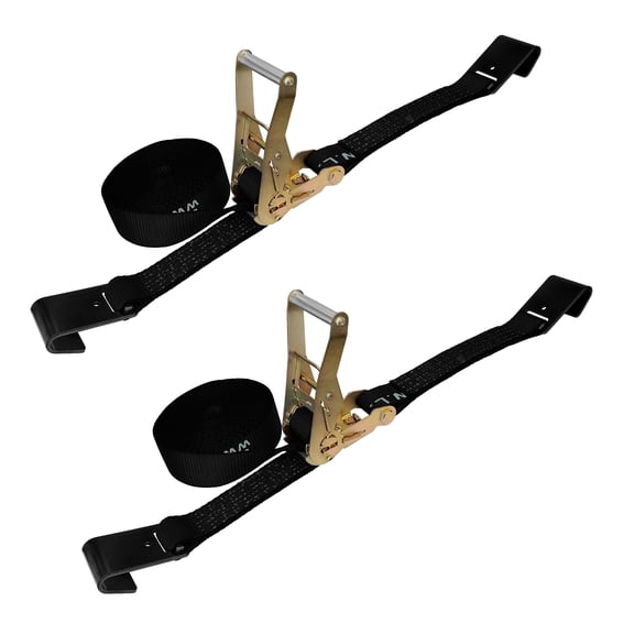 Mega Cargo Control USA 2-pack Heavy Duty 2" x 40' Ratchet Strap Flat Hook Flatbed Truck Farm Tie Down, 3333 lbs Wll, Black