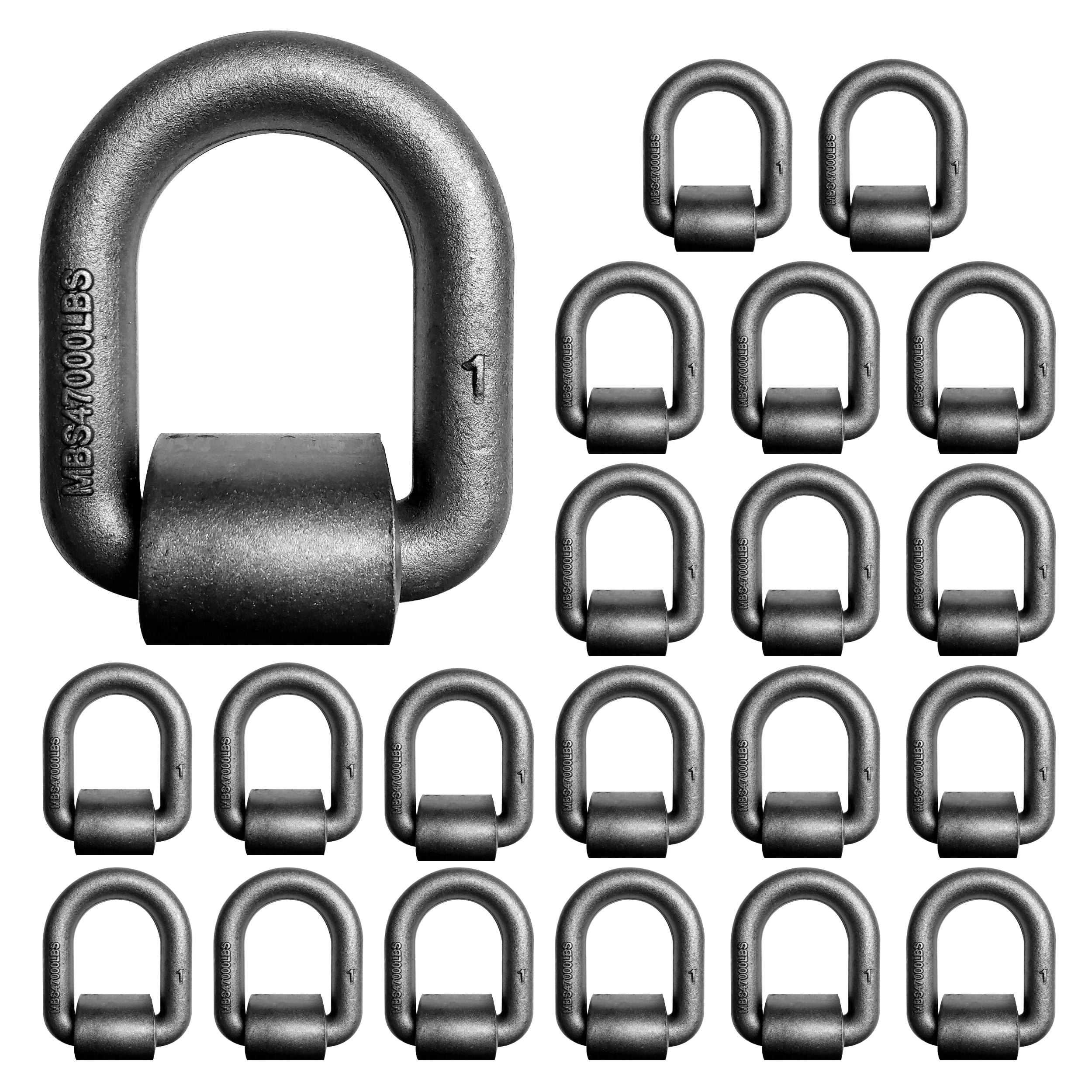 Mega Cargo Control 20 Pack Heavy Duty 1" Long Type Weld-On D Ring for Flatbed Truck Trailer Tie Down WLL: 15000 lbs
