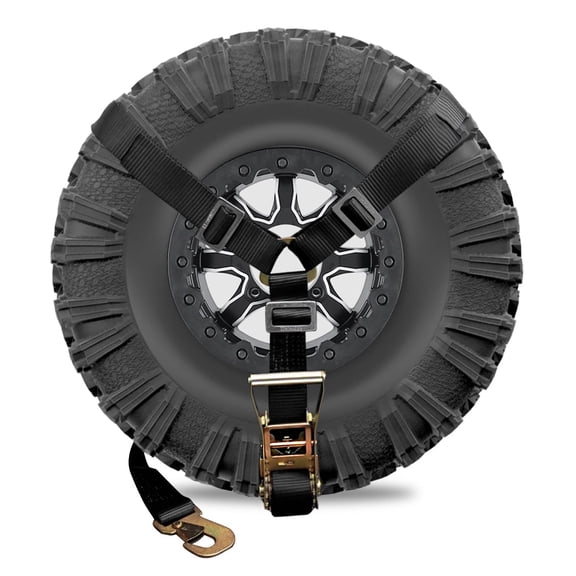 Mega Cargo Control 3-Point Spare Tire 2" Ratchet Y Straps w/Flat Snap Hooks (Custom Sewn in USA)