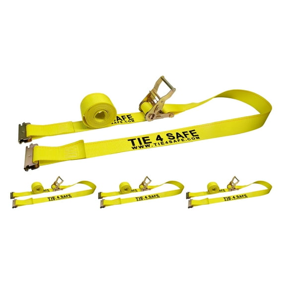 Mega Cargo Control 4 Pack 2" x 12' E-Track Ratchet Tie Down Strap with E-Track Spring Fittings for Pick up Truck Enclosed Trailer WLL: 1000 lbs