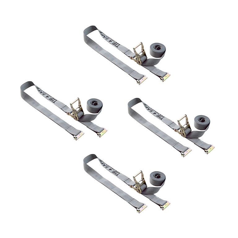 4 Pack 2''x16' Logistic E-Track Cam Buckle Straps With Spring E Fittings 2500 Lbs Breaking Strength Cam Buckle Cargo Load Straps Enclosed Semi Trailers Box