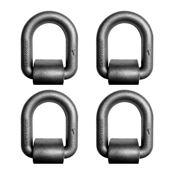 Mega Cargo Control 4 Pack Heavy Duty 1" Long Type Weld-On D Ring for Flatbed Truck Trailer Tie Down WLL: 15000 lbs