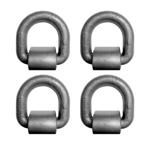 Mega Cargo Control 4 Pack Heavy Duty 1" Weld-On D Ring for Flatbed Truck Trailer Tie Down WLL: 15000 lbs