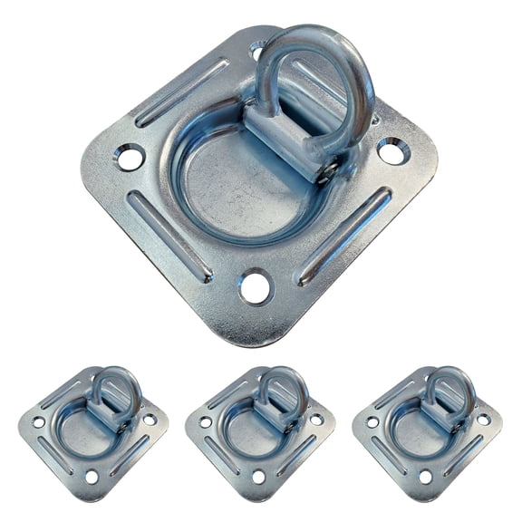 Mega Cargo Control 4 Pack Zinc Plated Recessed Floor Tie Down D Ring for Trailer RV WLL: 2,000 lbs