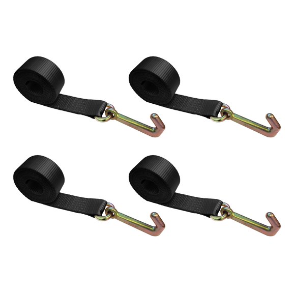Mega Cargo Control 4-pack Heavy Duty G70 2" x 10' Towing Strap J Hook for Trailer Wrecker, 3333 lbs Wll, Black