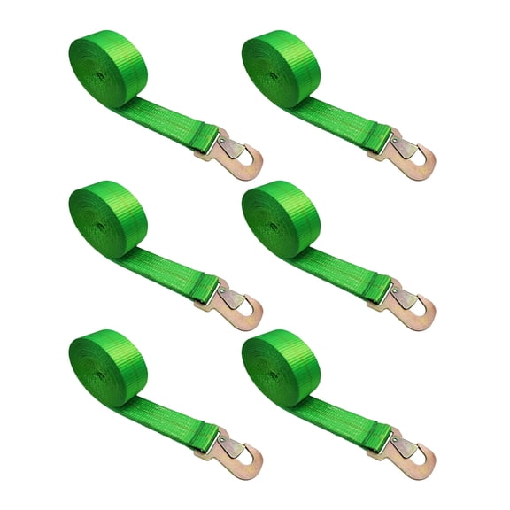 Mega Cargo Control 6-pack 2" x 10' Wheel Lift Lasso Towing Straps with Snap Hooks, 5,000 lbs Wll, Green