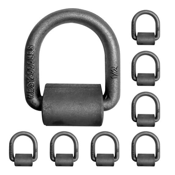 Mega Cargo Control 8 Pack 1/2" Weld-On Forged D Ring for Flatbed Truck Trailer Tie Down WLL: 4000 lbs
