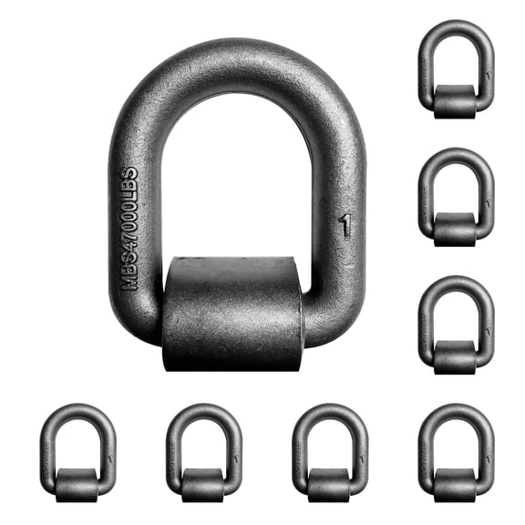 Mega Cargo Control 8 Pack Heavy Duty 1" Long Type Weld-on D Ring for Trailer Truck Tie Down WLL: 15000 lbs