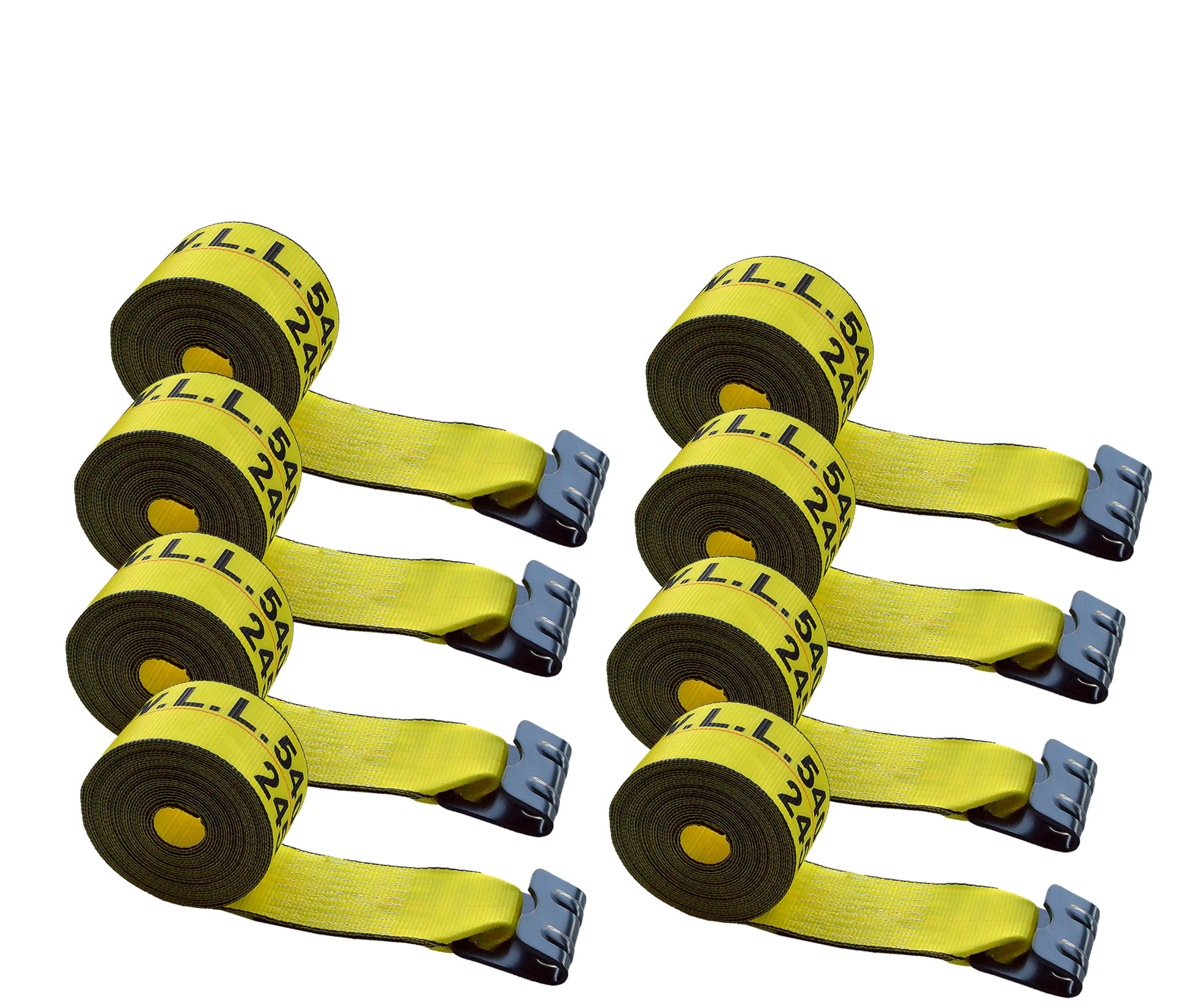 8 Pack Ratchet Straps - 30ft Flatbed Tie Downs With Flat Hooks | Heavy Duty Cargo Control