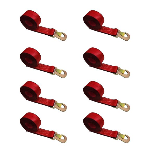 Mega Cargo Control 8-pack 2" x 10' Wheel Lift Lasso Towing Straps with Snap Hooks, 5,000 lbs Wll, Red
