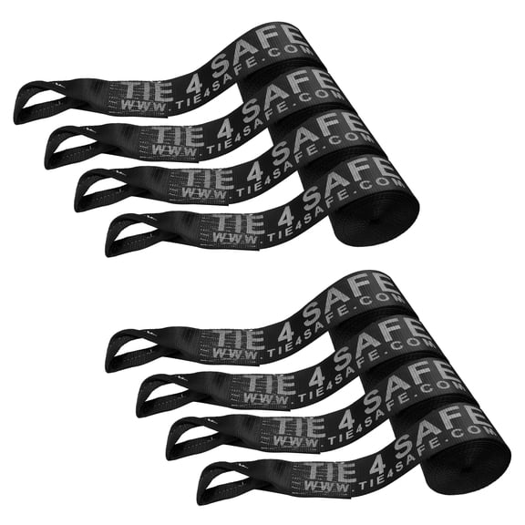 Mega Cargo Control USA 8-pack Heavy Duty 4” x 30’ Winch Strap w/ Loop End, 5400 lbs Wll, Black